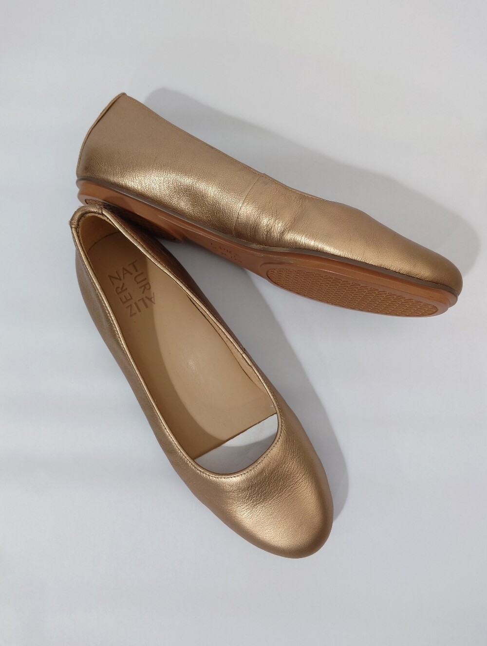 Naturalizer Maxwell Gold Leather Ballet Flats Size 7N